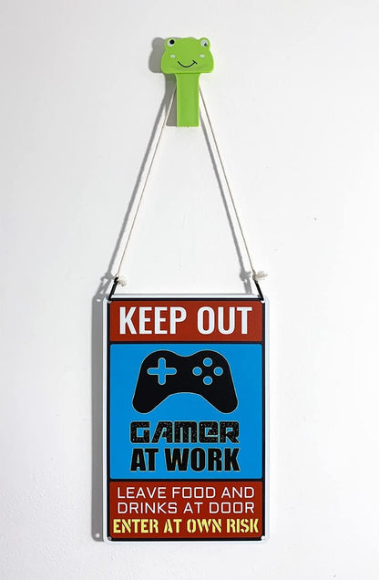 Keep Out Gamer at Work Sign - Cool Gaming Poster for Game Room Decor and Boys Room Setup - Teens Cool Gamer Stuff 12" * 8" (159)