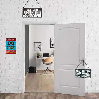 Keep Out Gamer at Work Sign - Cool Gaming Poster for Game Room Decor and Boys Room Setup - Teens Cool Gamer Stuff 12" * 8" (159)