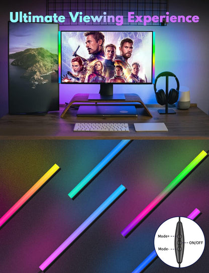 2PC RGB under Monitor Light, Gaming Light with 353 Color Modes, LED Desk Light with Remote Control for Room/Monitor/Pc Gaming Setup
