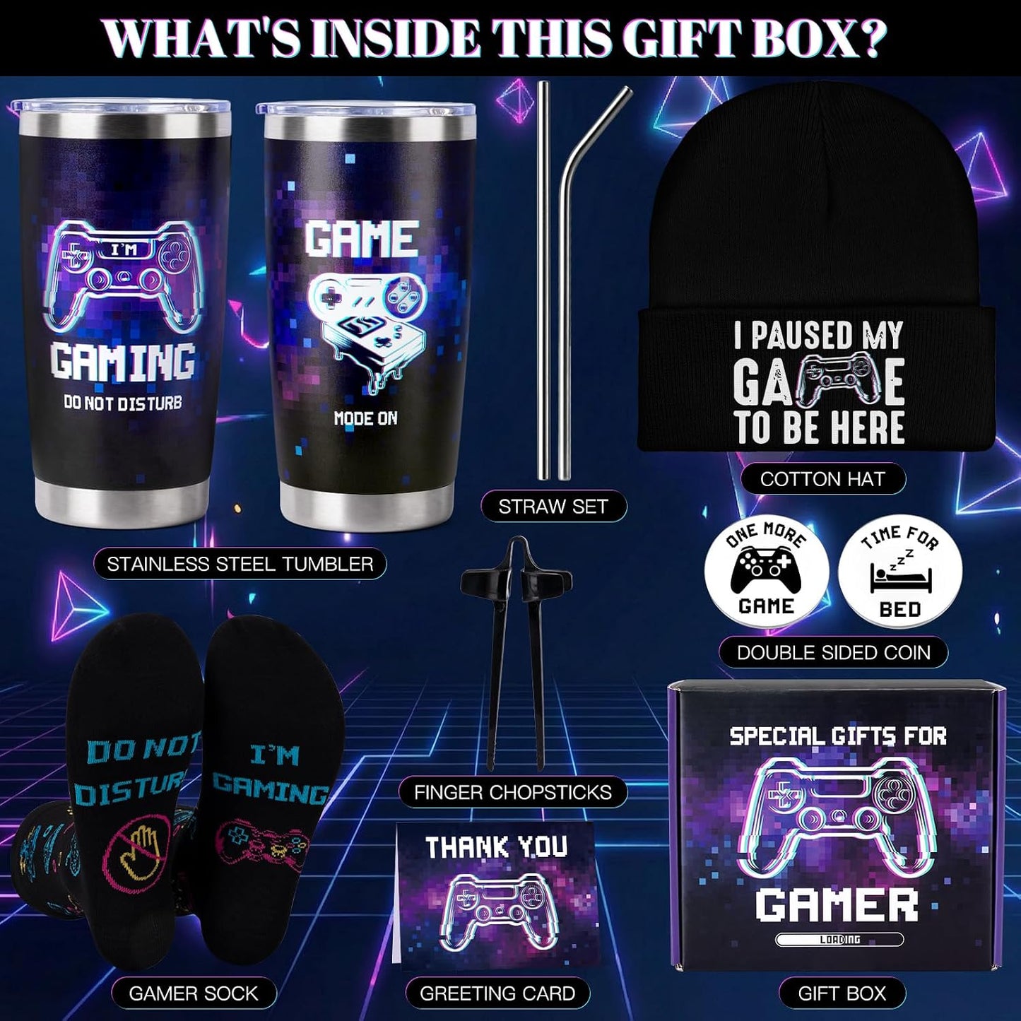 Gamer Gifts for Men Teens Boys, Cool Gaming Gifts Bulk Set for Game Lover, Gaming Mugs, Teen Boy Gift Gaming Stuff, Birthday, Fathers Day Gift for Gamers Men Girl Boyfriend Husband Teenage Idea