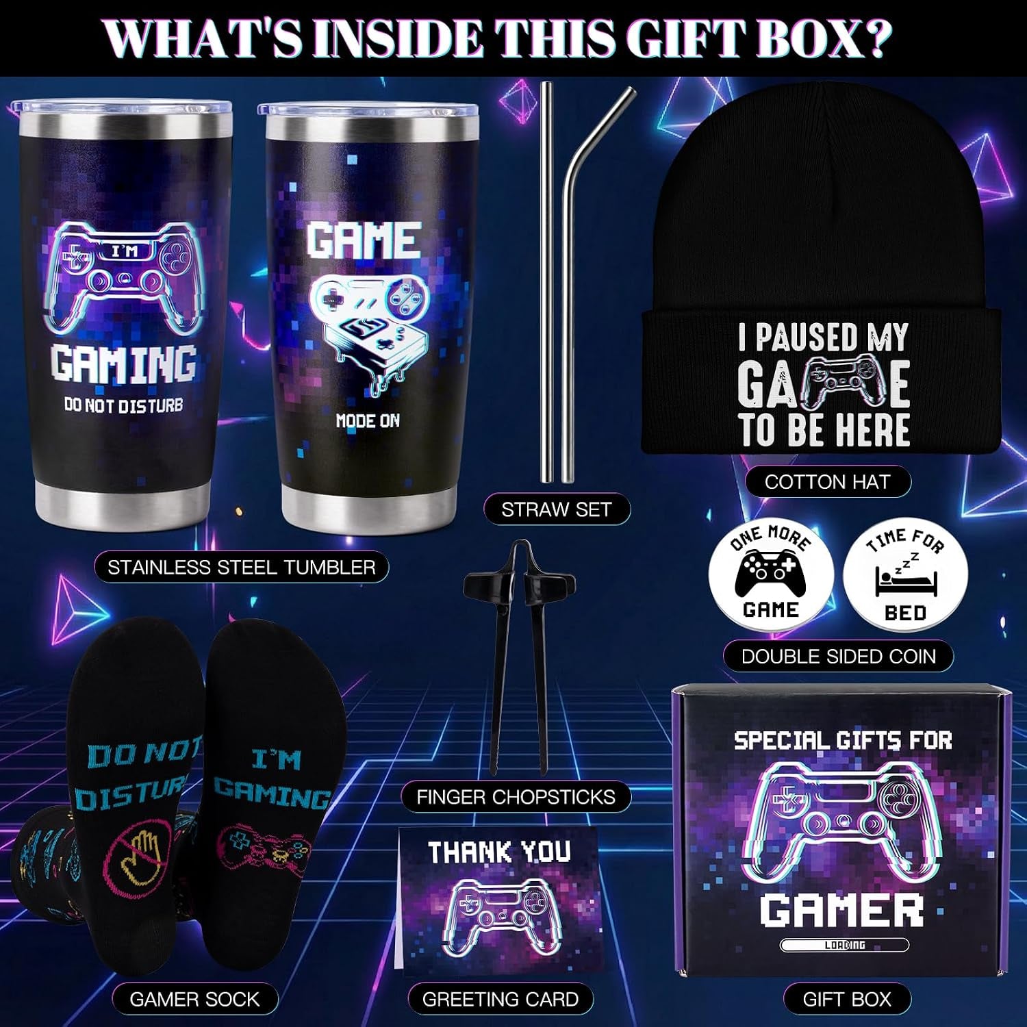 Gamer Gifts for Men Teens Boys, Cool Gaming Gifts Bulk Set for Game Lover, Gaming Mugs, Teen Boy Gift Gaming Stuff, Birthday, Fathers Day Gift for Gamers Men Girl Boyfriend Husband Teenage Idea