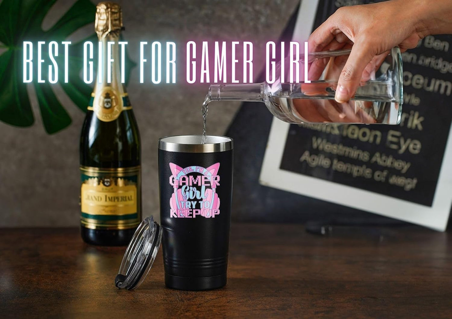 Gamer Gifts for Girl, Gaming Mug 20Oz Stainless Steel Tumbler, Yes I'M a Gamer Girl Try to Keep Up