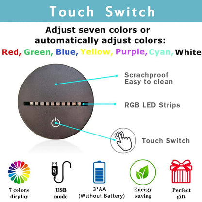 1PC Gaming Experience Cross Button 3D Night Light Touch Colorful LED Light Bedroom Decoration Atmosphere Light