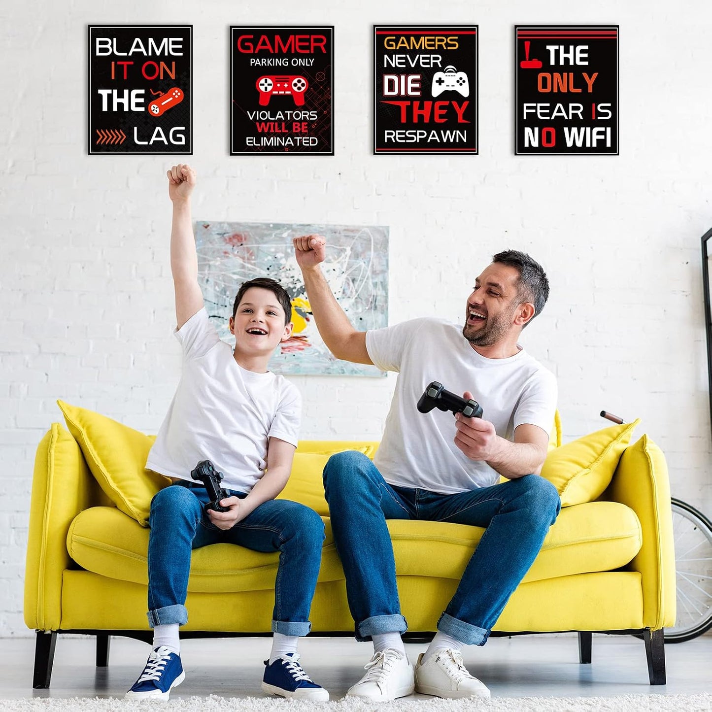 10 Video Game Poster Sign Gamer Art Print Boy Game on Birthday Party Wall Decoration, Inspirational Words Quote Poster 10 X 8 Inch Wall Gaming Art for Kids Boy Bedroom Decor, No Frame (Red)