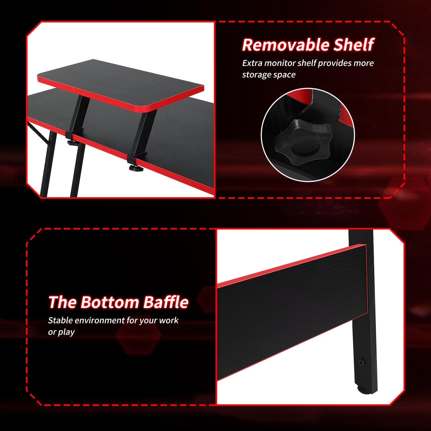 L-Shaped Gaming Desk 50 Inches Corner Computer Desk, Home Office Desk with Large Desktop Gaming Table for Adults&Kids,Black