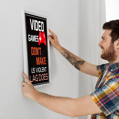 10 Video Game Poster Sign Gamer Art Print Boy Game on Birthday Party Wall Decoration, Inspirational Words Quote Poster 10 X 8 Inch Wall Gaming Art for Kids Boy Bedroom Decor, No Frame (Red)